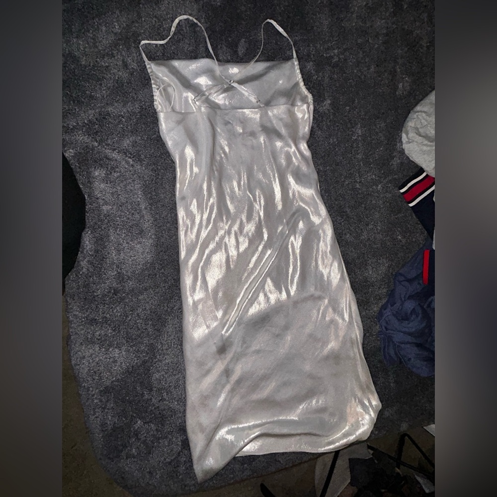 Express Shimmering White Midi Dress
